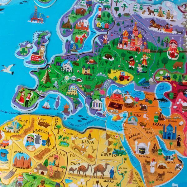 Tercera imagen del Mapa del mundo - puzzle magnético en madera - Janod