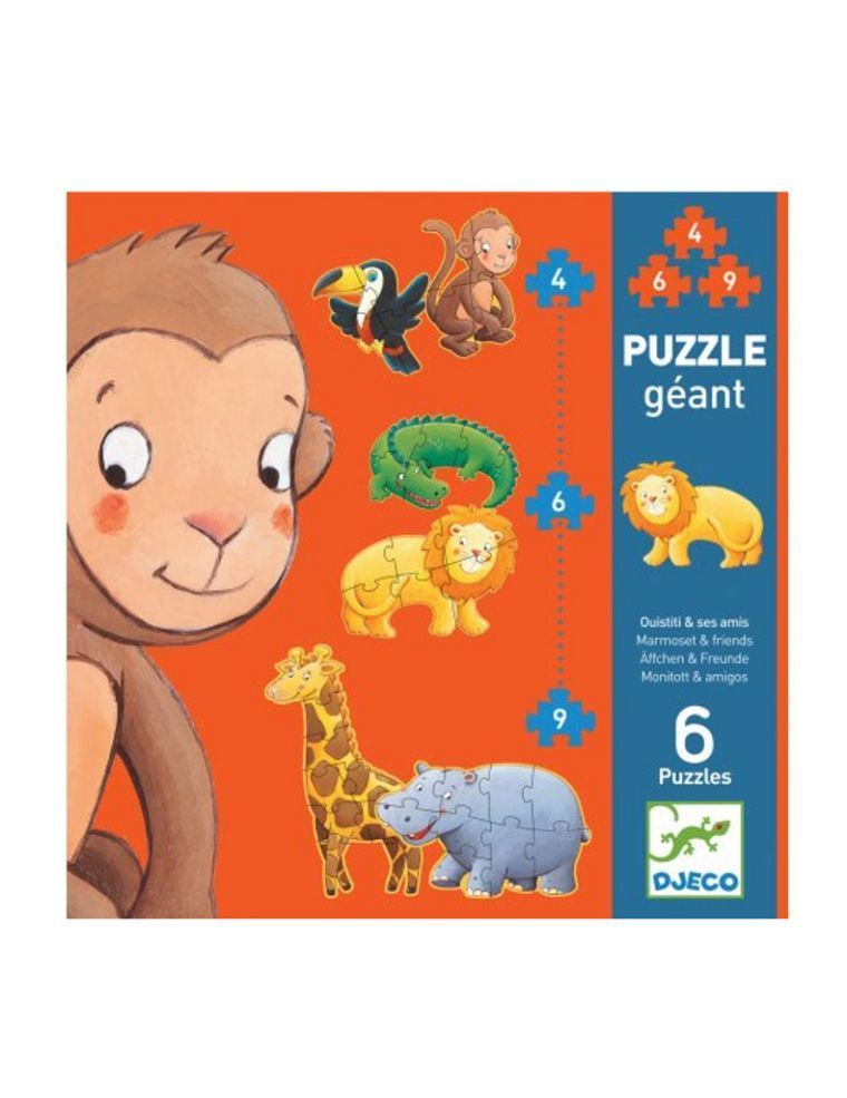 Primera imagen del Puzzle evolutivo gigante Ouistiti y sus amigos - Djeco
