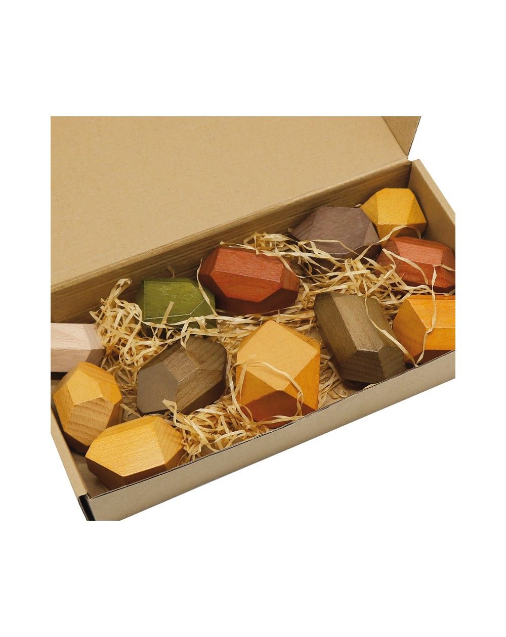Segunda imagen de la Construcción madera - Piedras grandes de colores poliédricas apilables 12 pcs