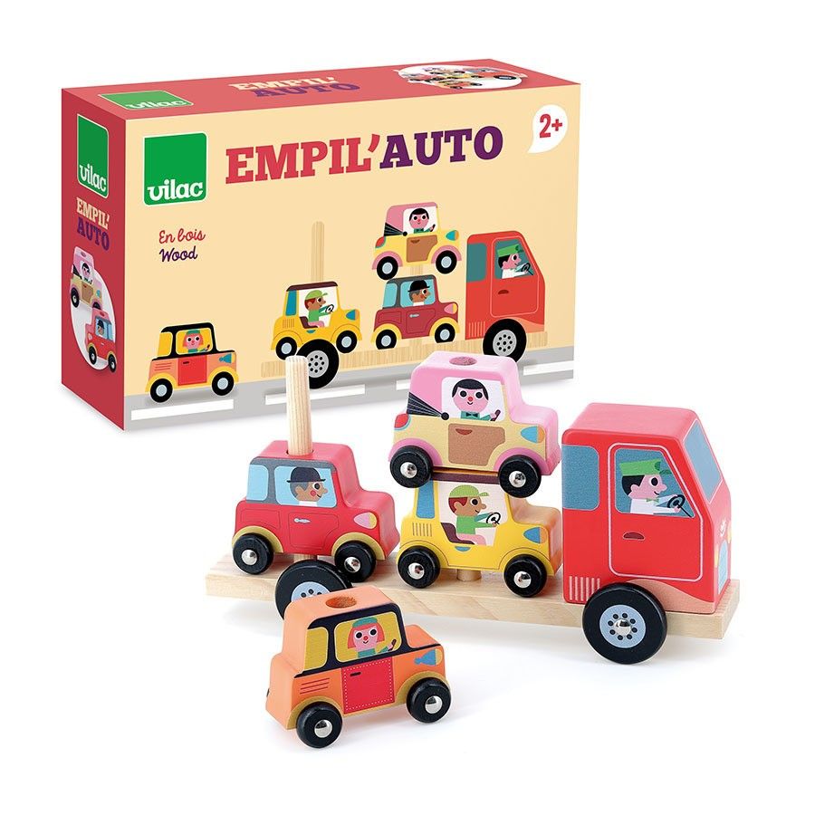 Undécima imagen de Empil'Auto, Pequeño Camión Portavehículos Ensartables de Vilac