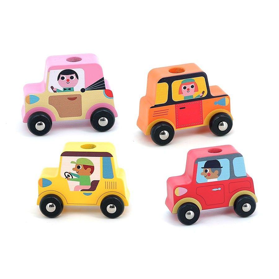 Cuarta imagen de Empil'Auto, Pequeño Camión Portavehículos Ensartables de Vilac